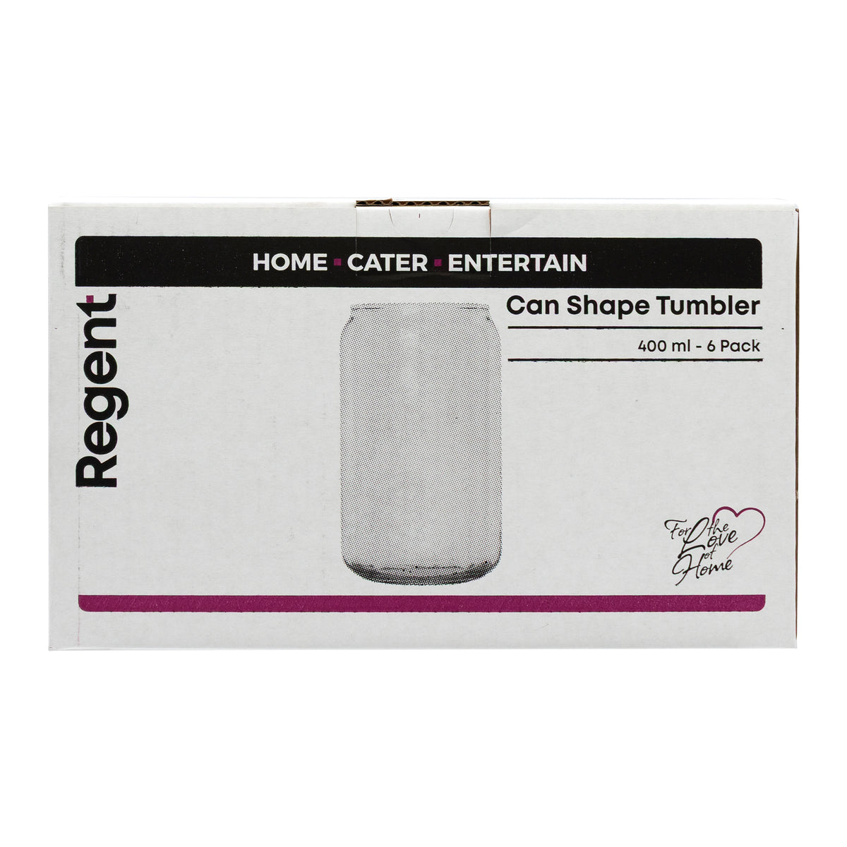 REGENT CAN SHAPE GLASS TUMBLERS 6PK, 400ML