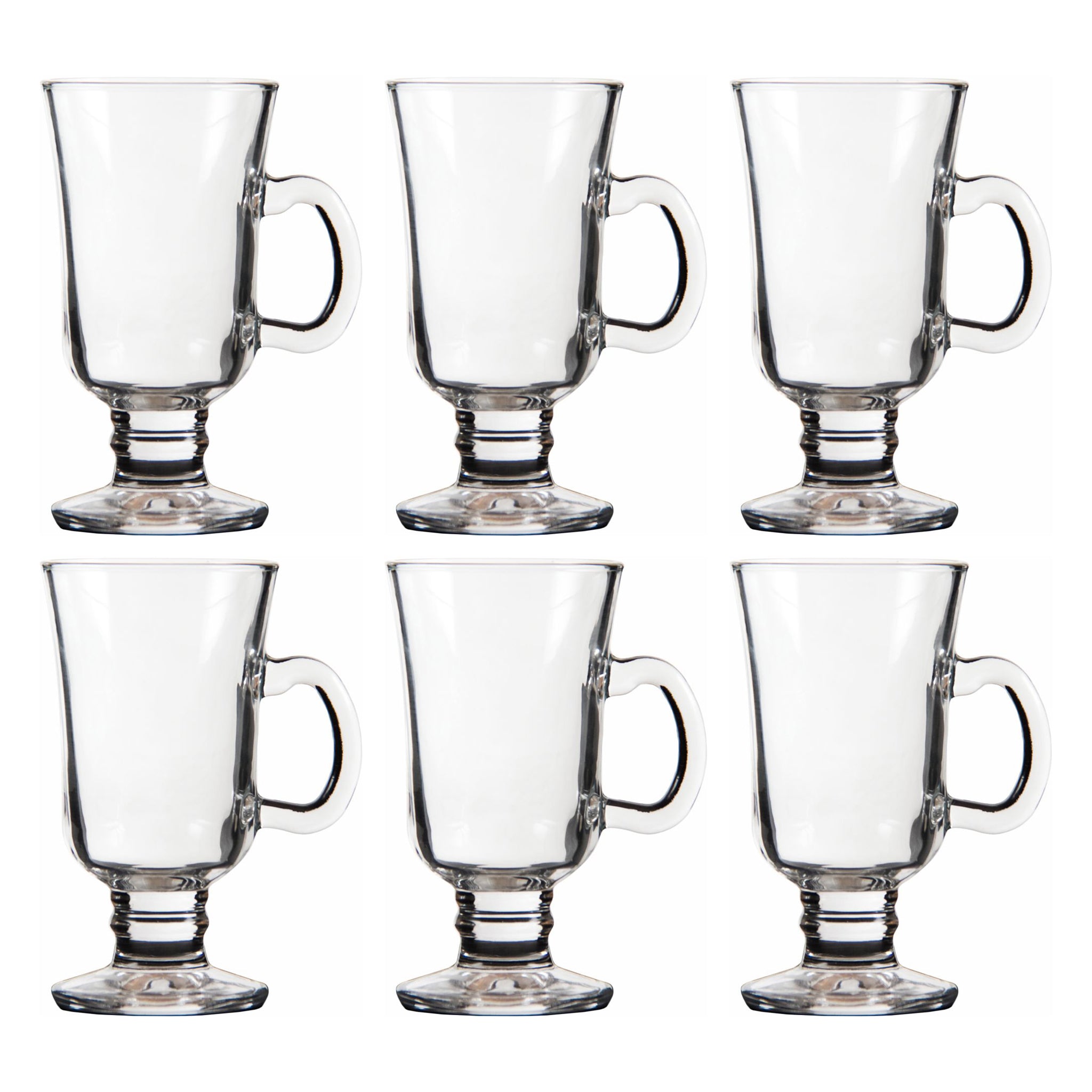 REGENT FOOTED GLASS MUGS 6PK, 240ML