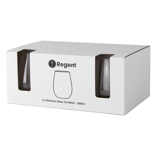 REGENT STEMLESS GLASS TUMBLER 6 PACK, (350ML)