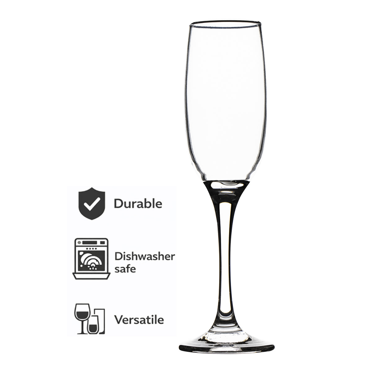 REGENT STEMMED CHAMPAGNE FLUTE GLASSES 6PK, 190ML