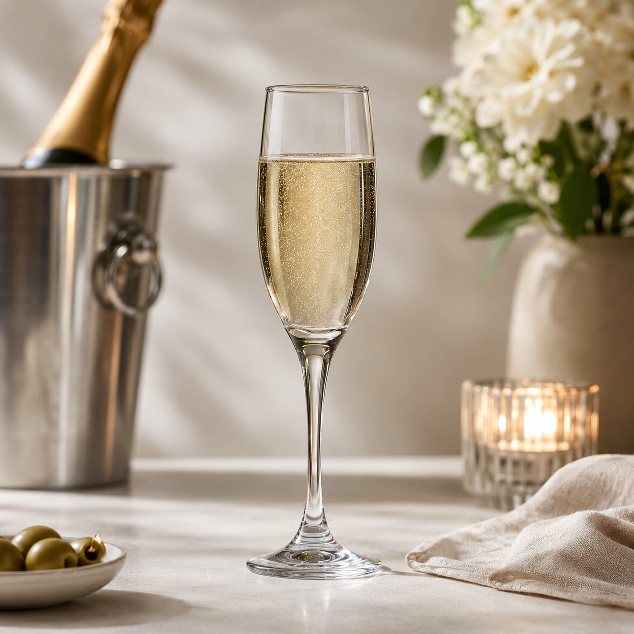 REGENT STEMMED CHAMPAGNE FLUTE GLASSES 6PK, 190ML