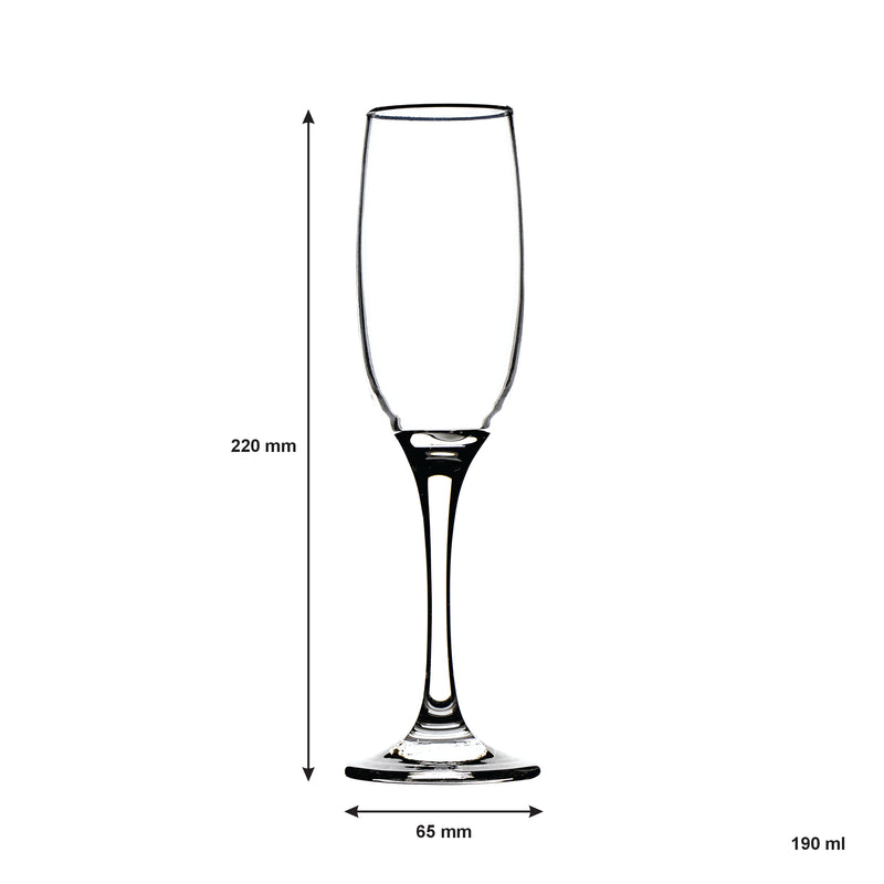 REGENT STEMMED CHAMPAGNE FLUTE GLASS 6 PACK, (190ML)