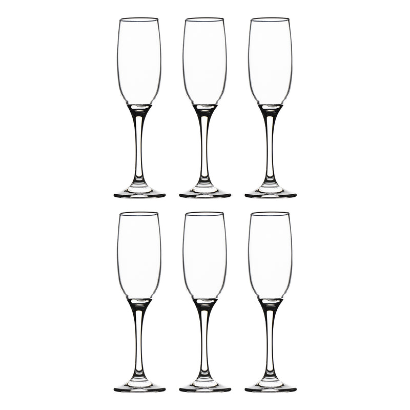 REGENT STEMMED CHAMPAGNE FLUTE GLASS 6 PACK, (190ML)