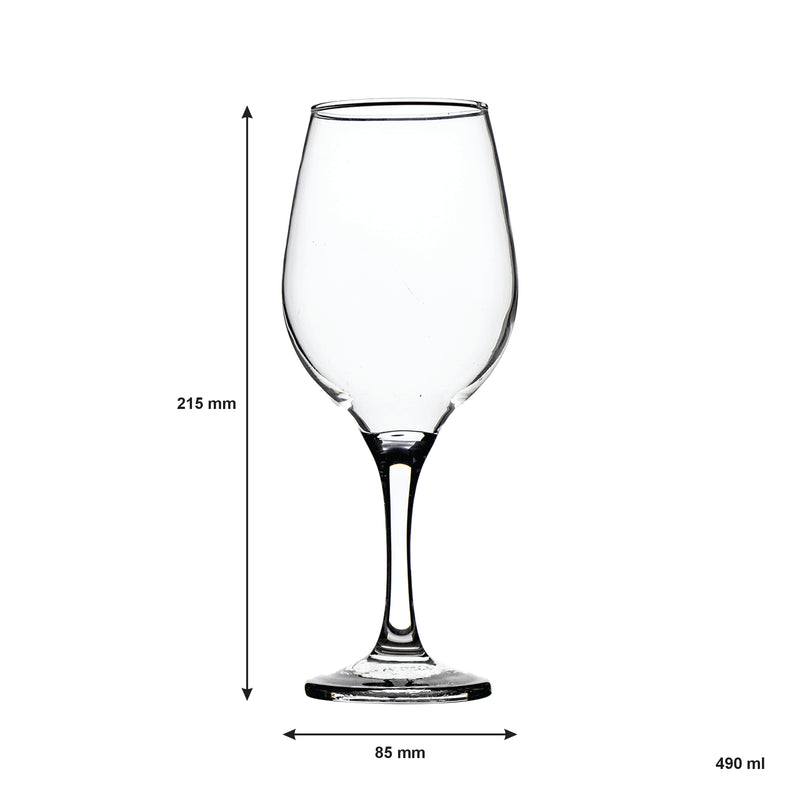 REGENT STEMMED RED WINE GLASS 6 PACK, (490ML)