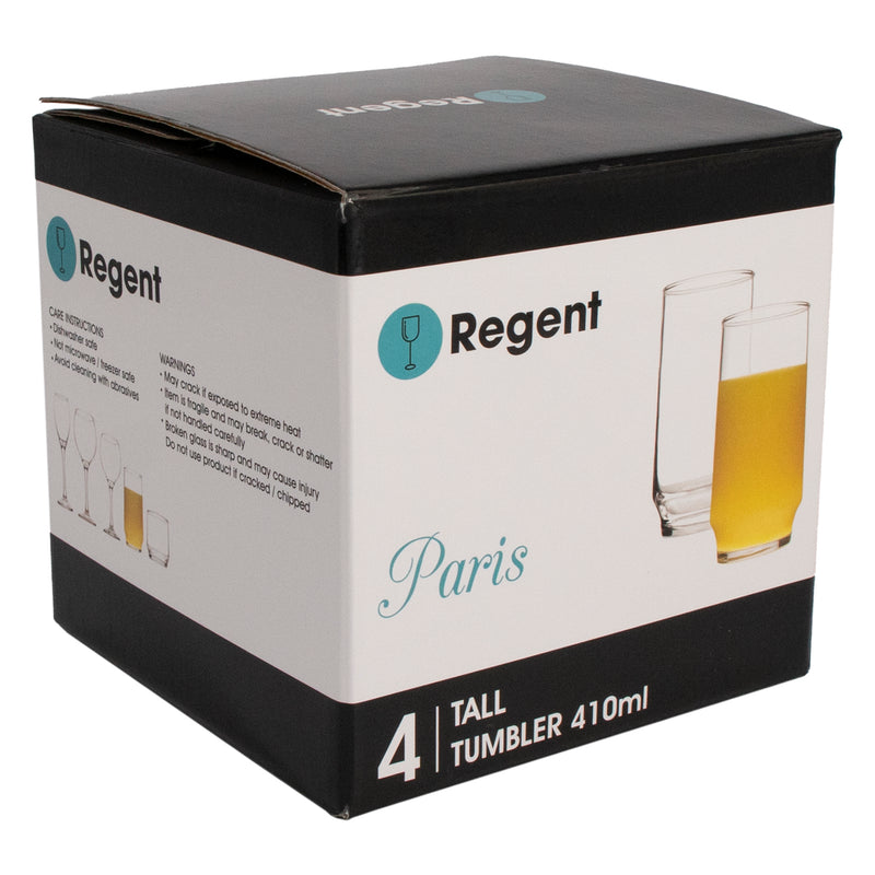 REGENT PARIS TALL TUMBLER 4 PACK, (410ML)