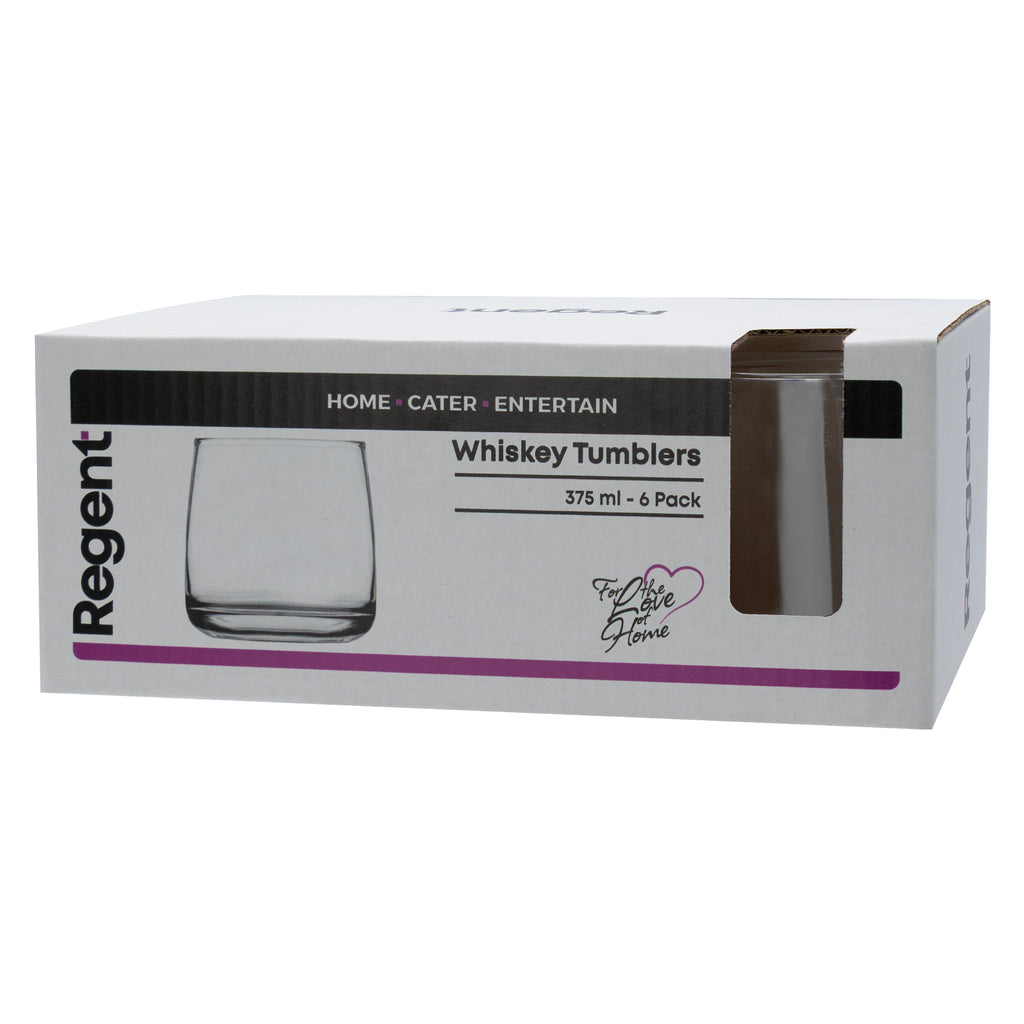 REGENT WHISKEY GLASS TUMBLERS 6PK, 375ML