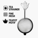 REGENT TEA STRAINER WITH TEAPOT MOTIF STAINLESS STEEL,