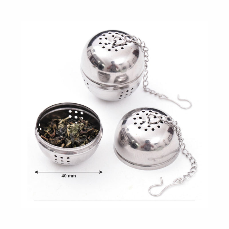 REGENT TEA BALL INFUSER WITH CHAIN STAINLESS STEEL, 40MM DIA