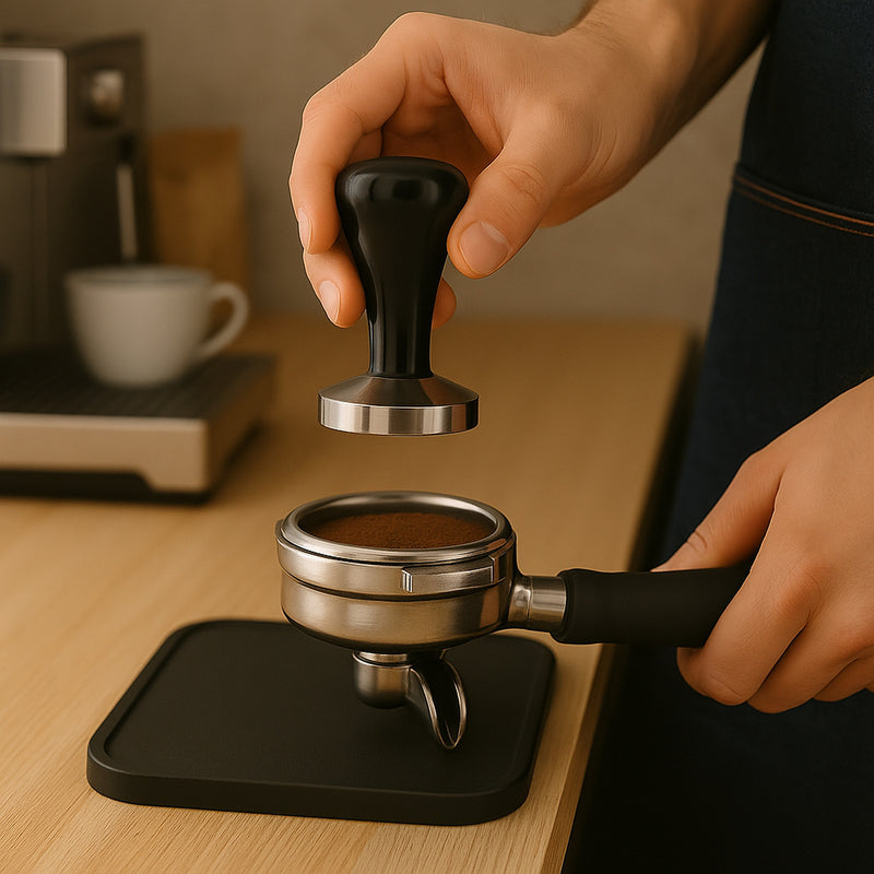 REGENT COFFEE TAMPER STAINLESS STEEL ASST. BLACK OR RED  COLOURS, (85X57.5MM DIA)