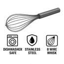 REGENT BAKEWARE PIANO WHISK 8 WIRE STAINLESS STEEL, 300MM