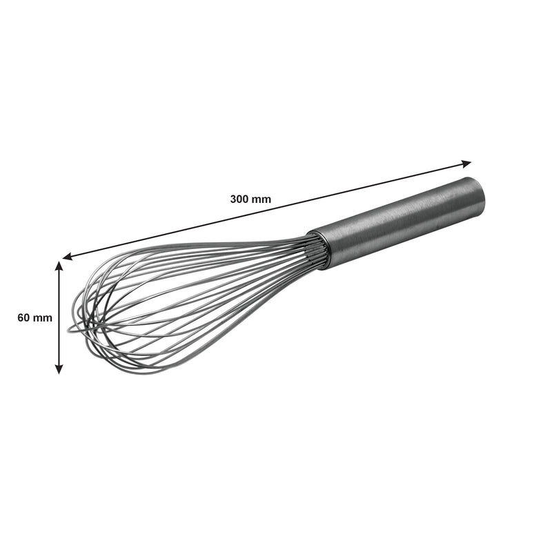 REGENT BAKEWARE PIANO WHISK 8 WIRE STAINLESS STEEL, (300X60MM)
