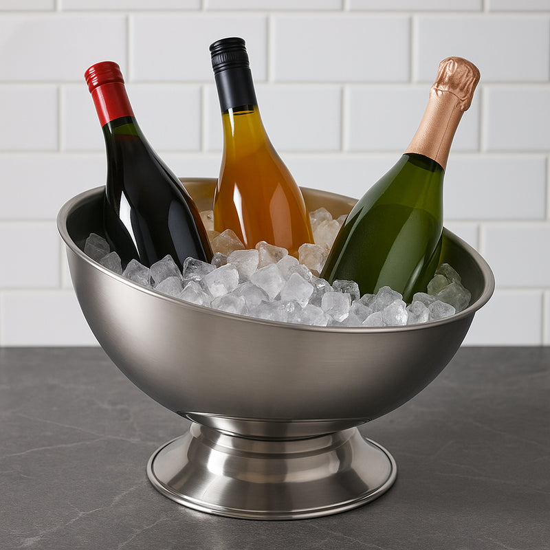 BAR BUTLER FOOTED ANGLED CHAMPAGNE BOWL STAINLESS STEEL, 9L