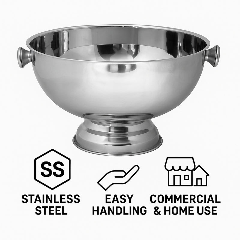 BAR BUTLER FOOTED CHAMPAGNE/ICE BOWL WITH SILVER KNOBS ST STEEL, 14LT