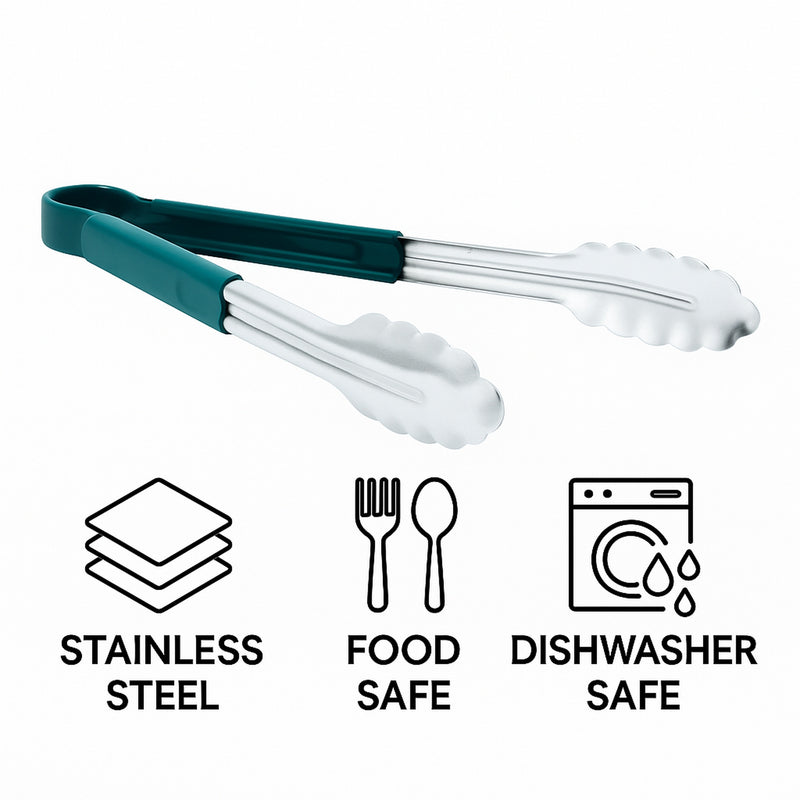 REGENT TONGS STAINLESS STEEL POLYCOATED GREEN, 317MM