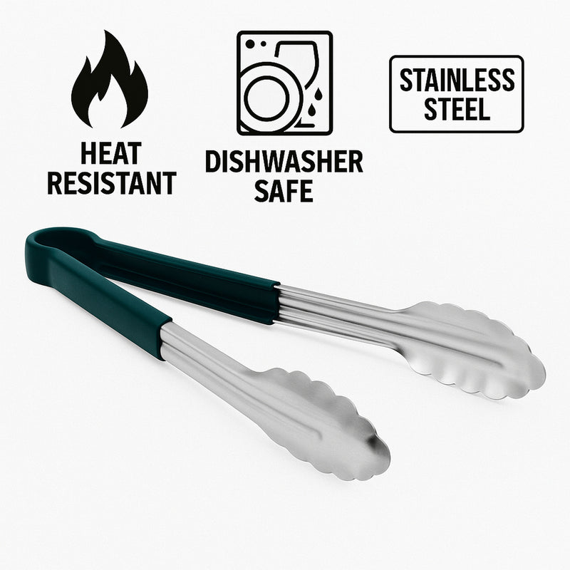 REGENT TONGS STAINLESS STEEL POLYCOATED GREEN, (317X40X20MM)