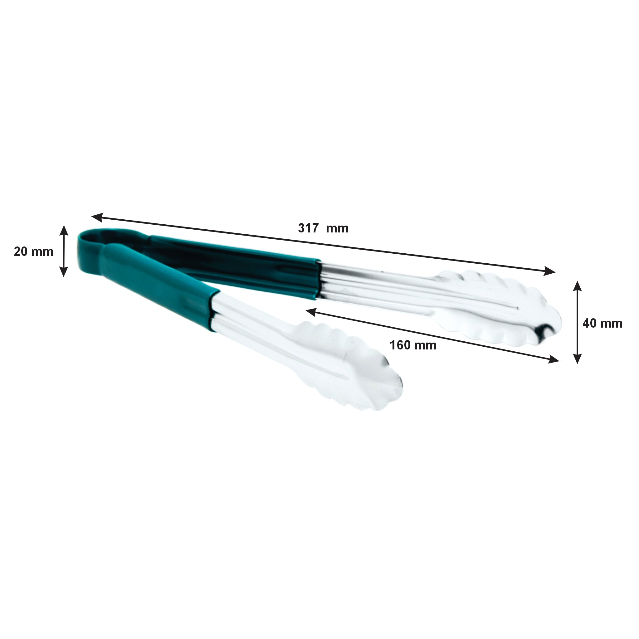 REGENT TONGS STAINLESS STEEL POLYCOATED GREEN, 317MM