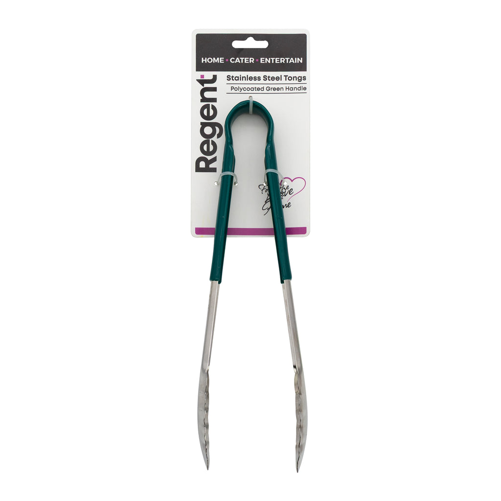 REGENT TONGS STAINLESS STEEL POLYCOATED GREEN, 310MM