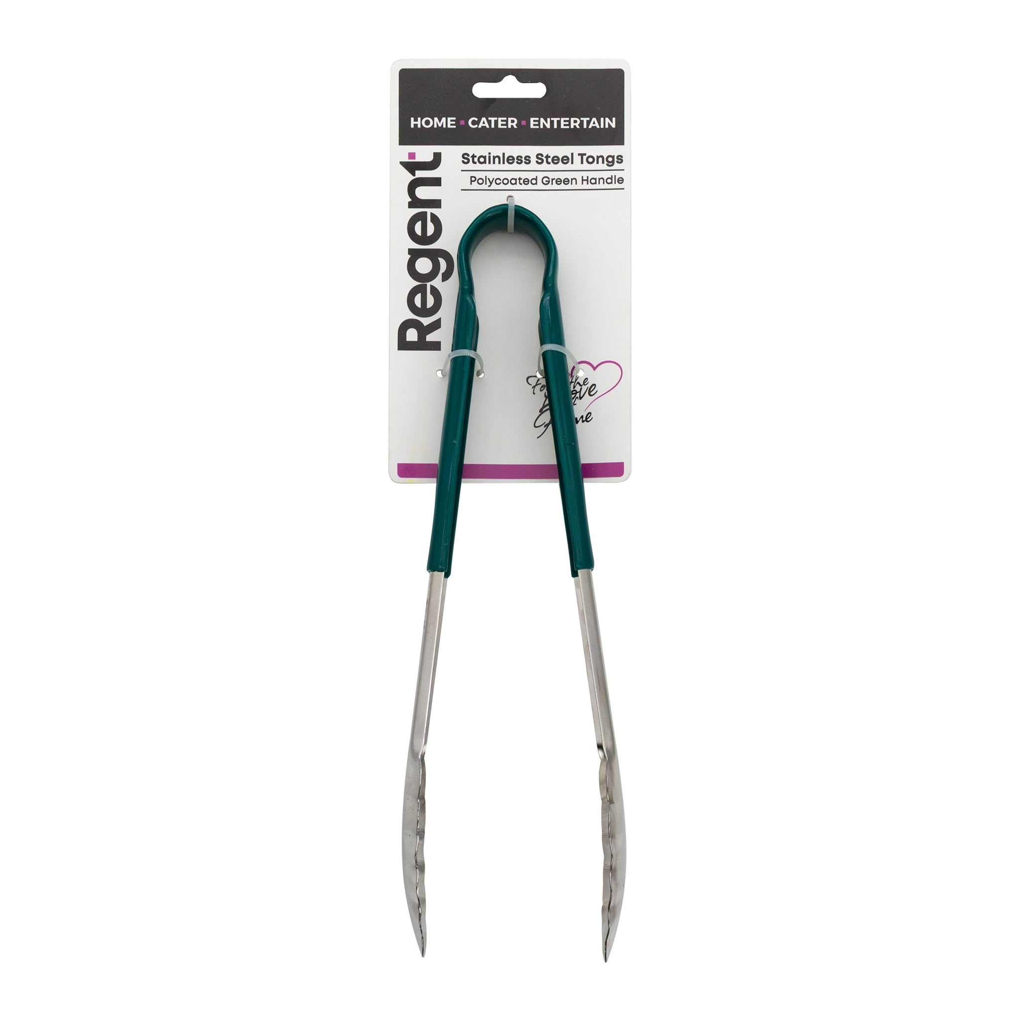 REGENT TONGS STAINLESS STEEL POLYCOATED GREEN, 317MM