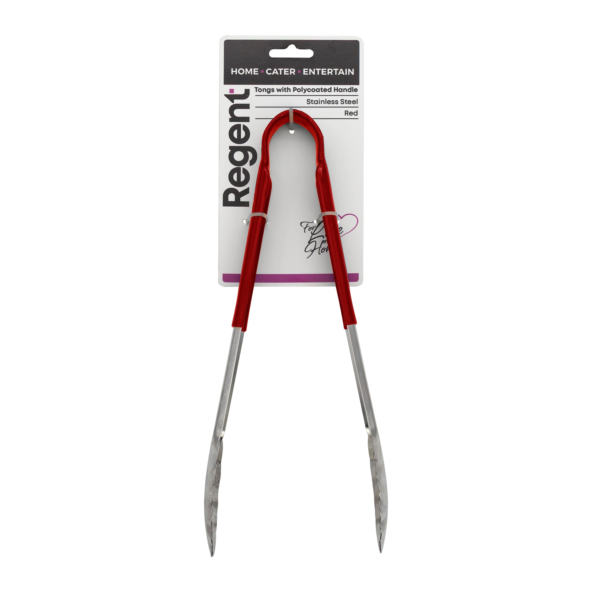REGENT TONGS STAINLESS STEEL POLYCOATED RED, 317MM