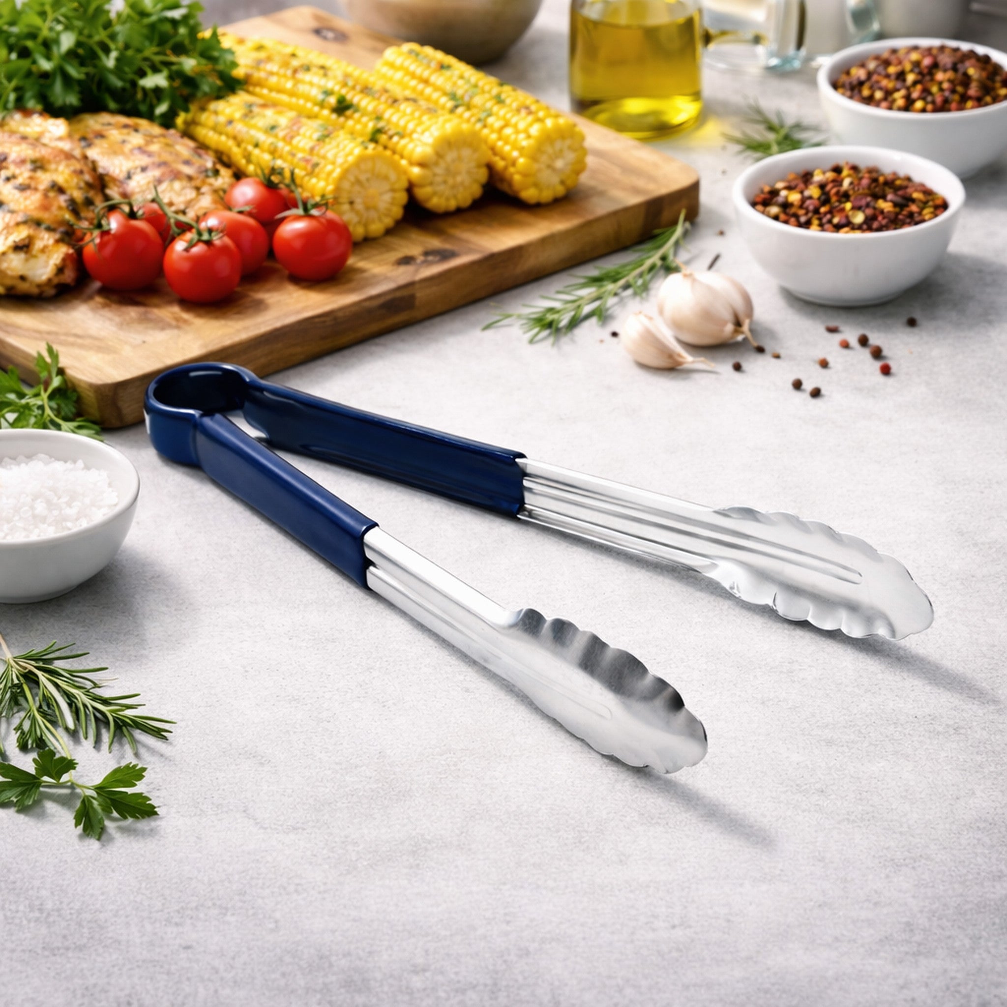 REGENT TONGS STAINLESS STEEL POLYCOATED BLUE, 317MM
