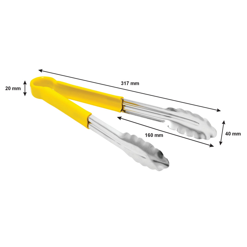 REGENT TONGS STAINLESS STEEL POLYCOATED YELLOW, (317X40X20MM)