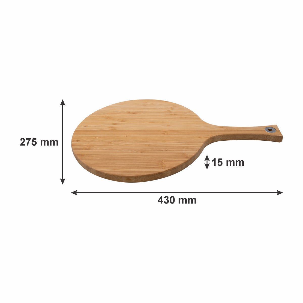REGENT BAMBOO ROUND PADDLE SERVING BOARD WITH RING, 430X275MM DIA
