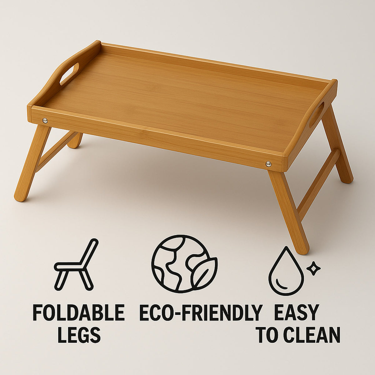 REGENT BAMBOO BED TRAY WITH FOLDABLE LEGS, 500X300MM