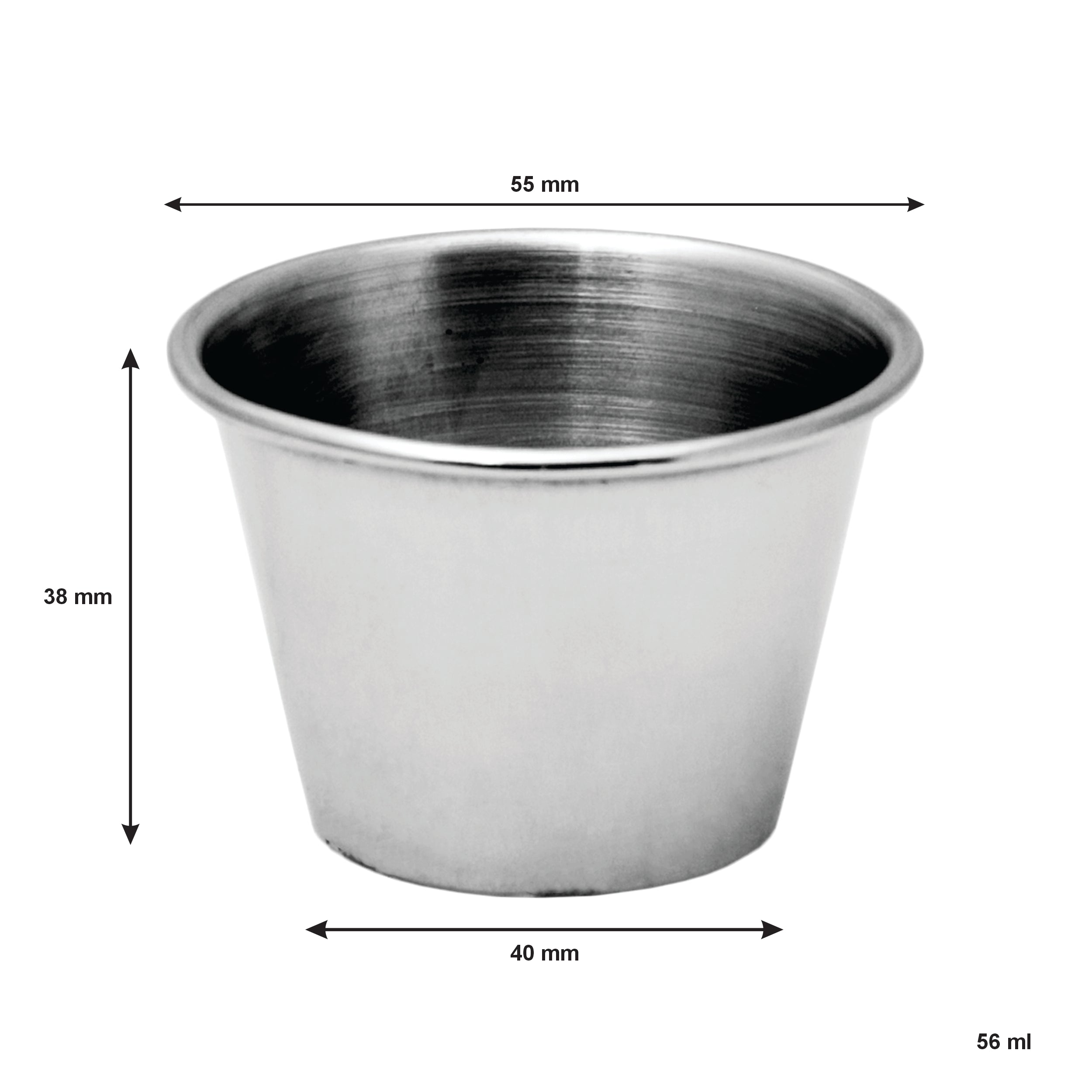 REGENT SAUCE CUP STAINLESS STEEL 70ML 12PK, 56MM DIA