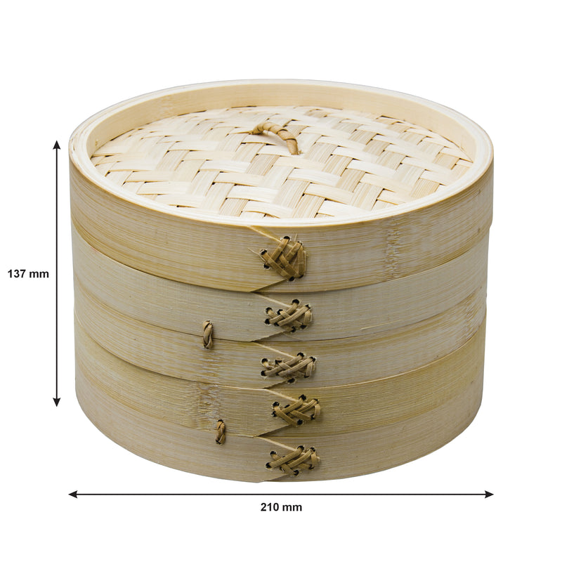 REGENT BAMBOO ORIENTAL STEAMER 2 TIER WITH LID (210MM DIAX137MM)