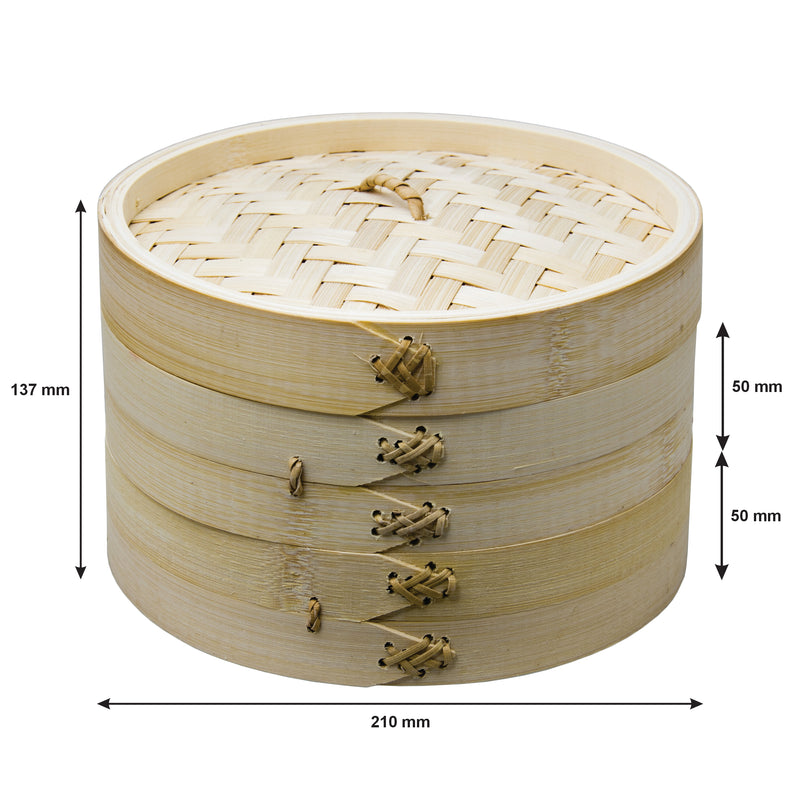 REGENT BAMBOO ORIENTAL STEAMER 2 TIER WITH LID (210MM DIAX137MM)