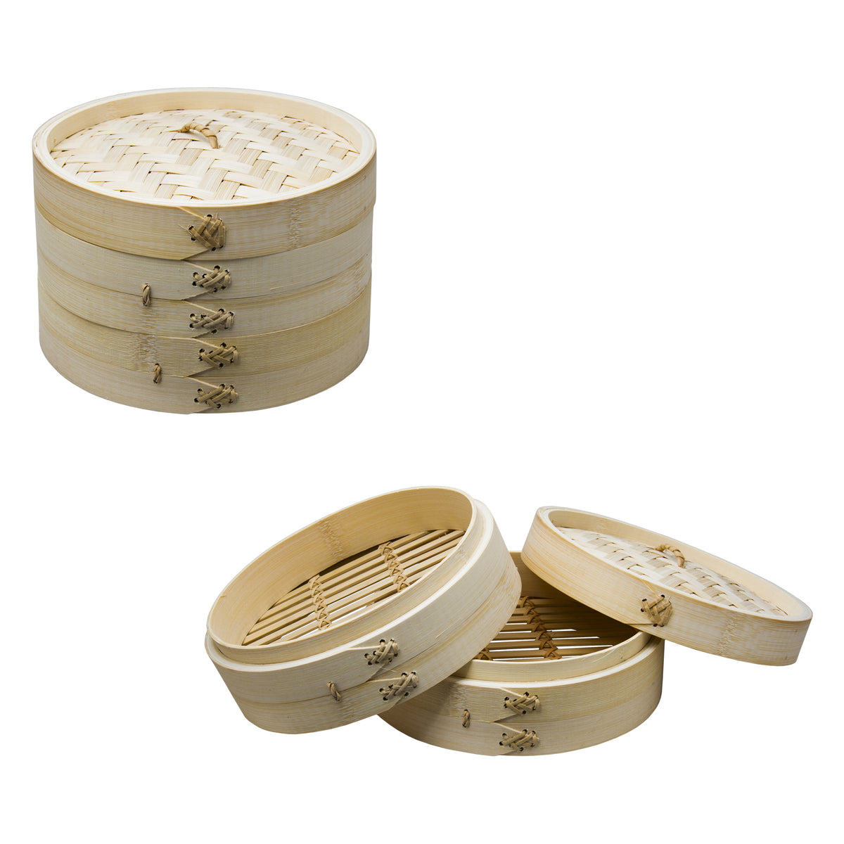REGENT BAMBOO ORIENTAL STEAMER 2 TIER WITH LID, 210MM DIA