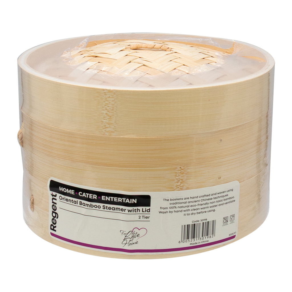 REGENT BAMBOO ORIENTAL STEAMER 2 TIER WITH LID, 210MM DIA