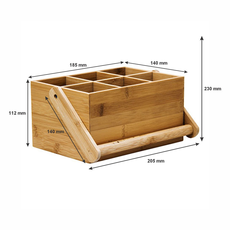 REGENT BAMBOO CADDY WITH HANDLE, 6 DIVISION, 206X140MM