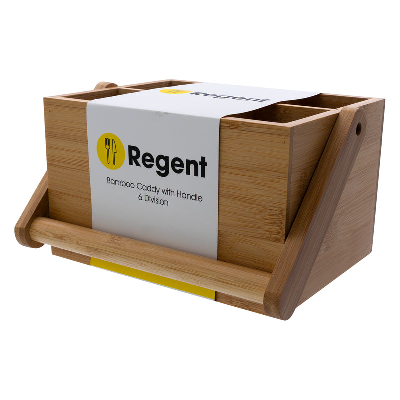 REGENT BAMBOO CADDY WITH HANDLE, 6 DIVISION, 206X140MM
