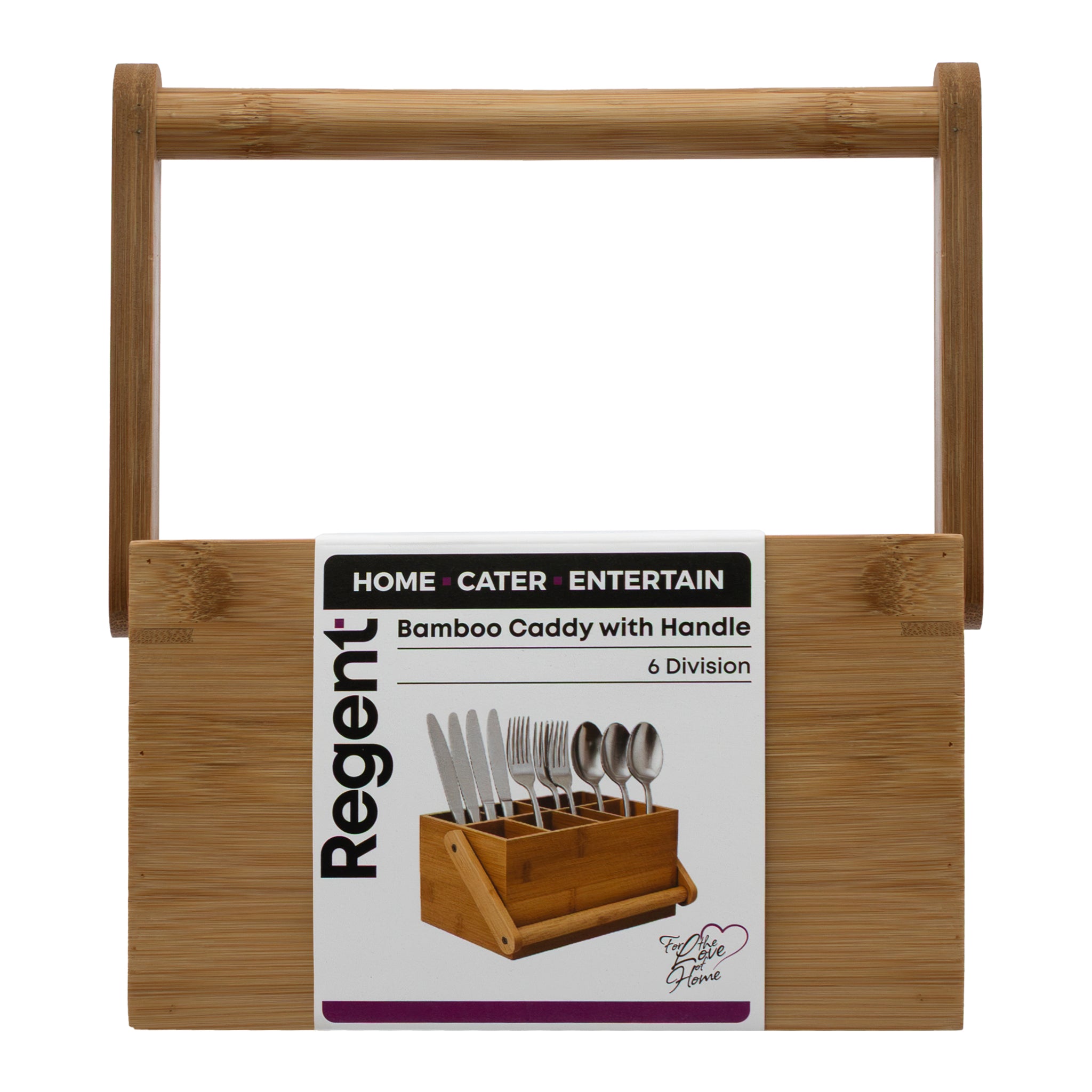 REGENT BAMBOO CADDY, 6 DIVISIONS WITH HANDLE, 206X140MM