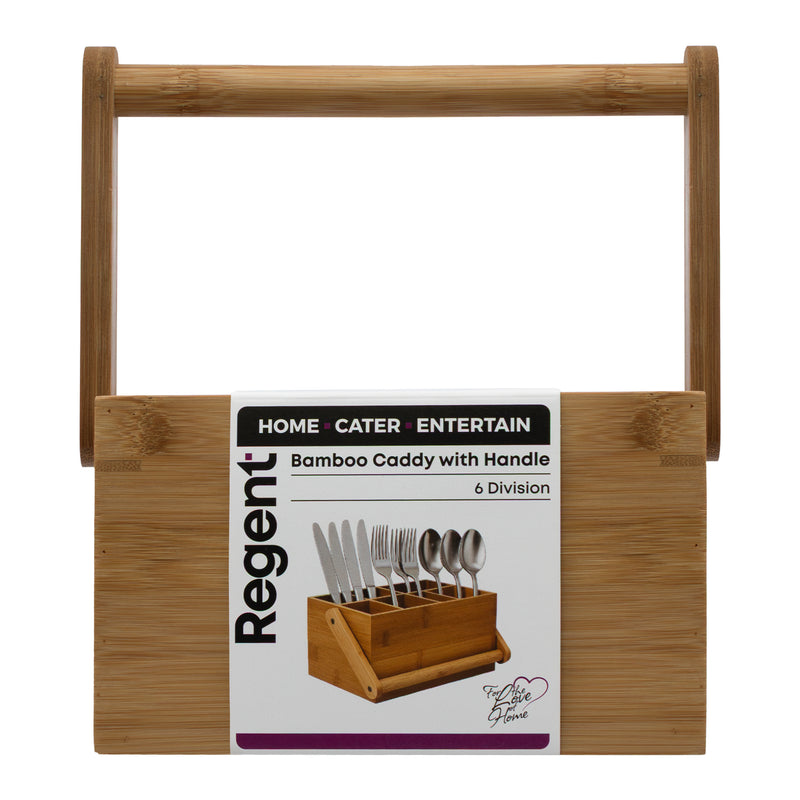 REGENT BAMBOO CADDY WITH HANDLE, 6 DIVISION, 206X140MM