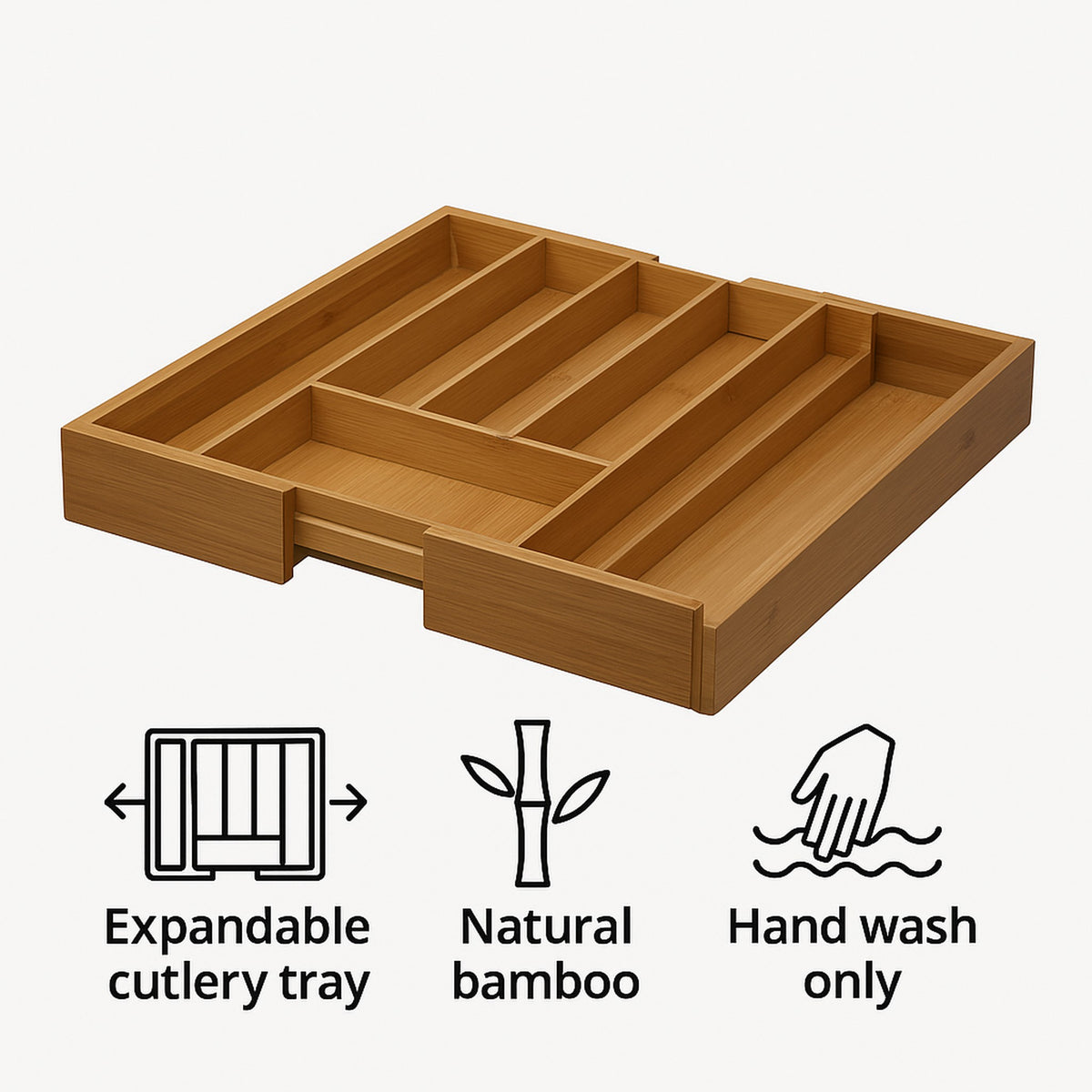 REGENT BAMBOO EXPANDABLE CUTLERY TRAY, 400/260X320MM
