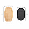 REGENT CAST IRON OVAL STEAK PLATE ON A WOODEN BOARD 275X170XMM