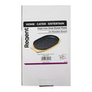 REGENT CAST IRON OVAL STEAK PLATE ON A WOODEN BOARD 270X170XMM