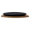 REGENT COOKWARE CAST IRON OVAL STEAK PLATE ON A WOODEN BOARD, 270X165MM