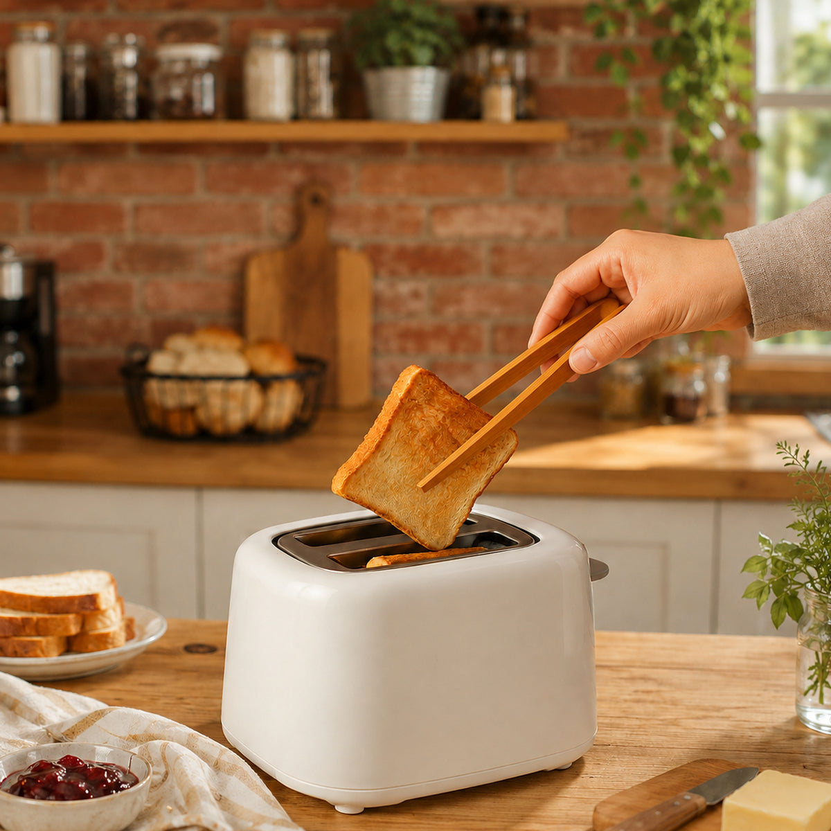 REGENT BAMBOO UTILITY/TOAST TONG WITH MAGNET, 220MM