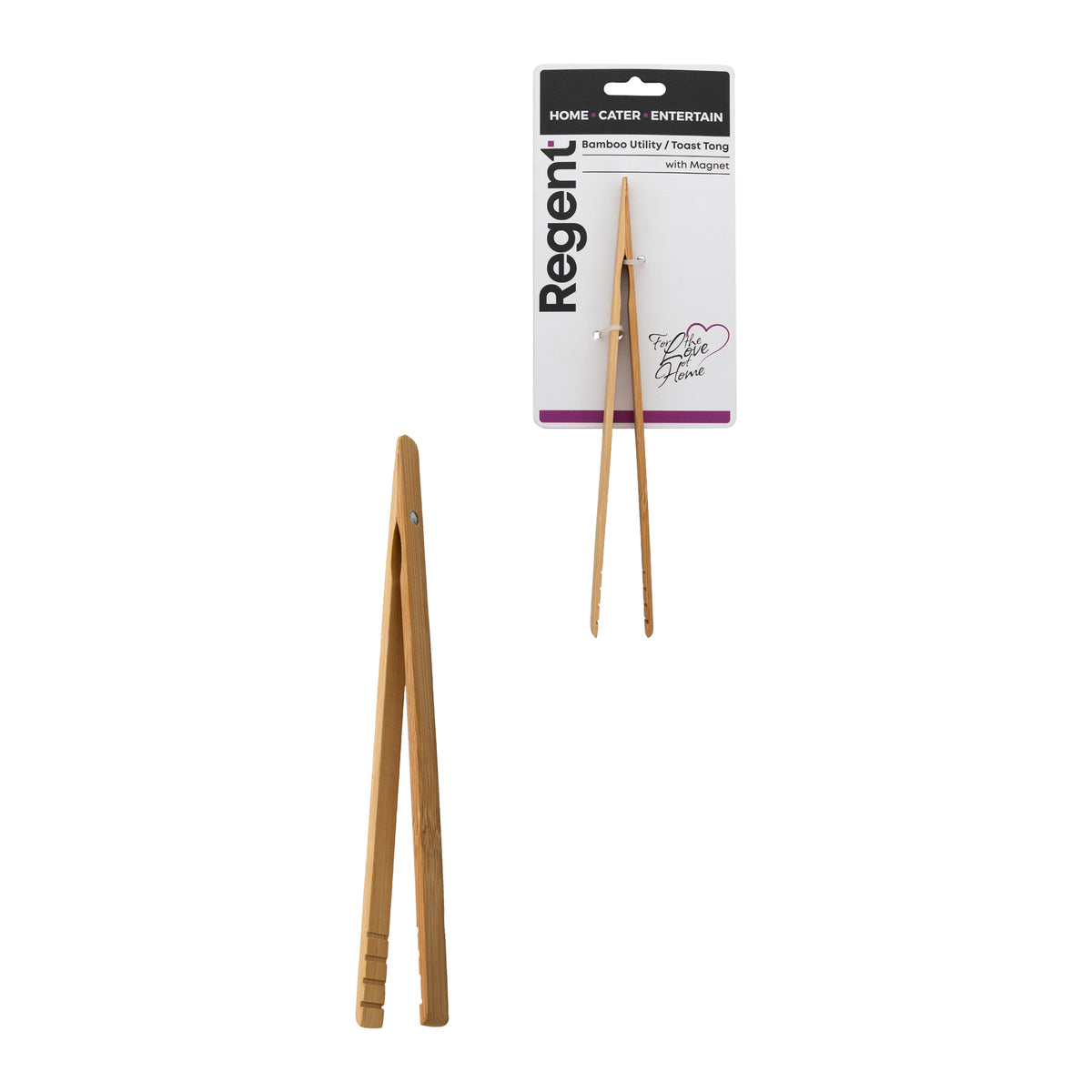 REGENT BAMBOO UTILITY/TOAST TONG WITH MAGNET, 220MM