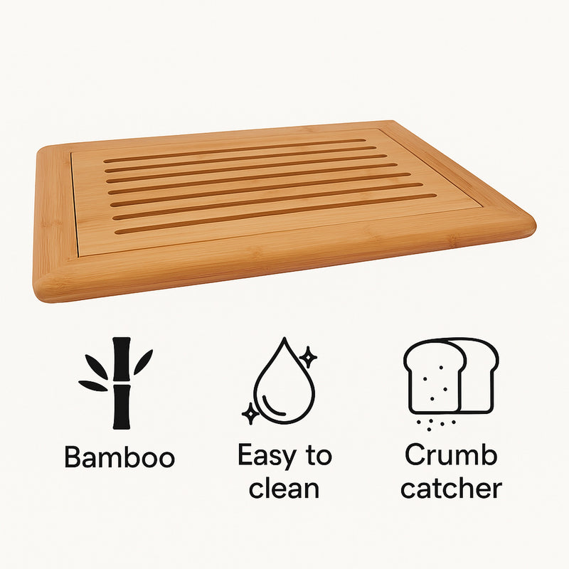 REGENT BAMBOO BREAD BOARD WITH CRUMB CATCHER, 425X280MM