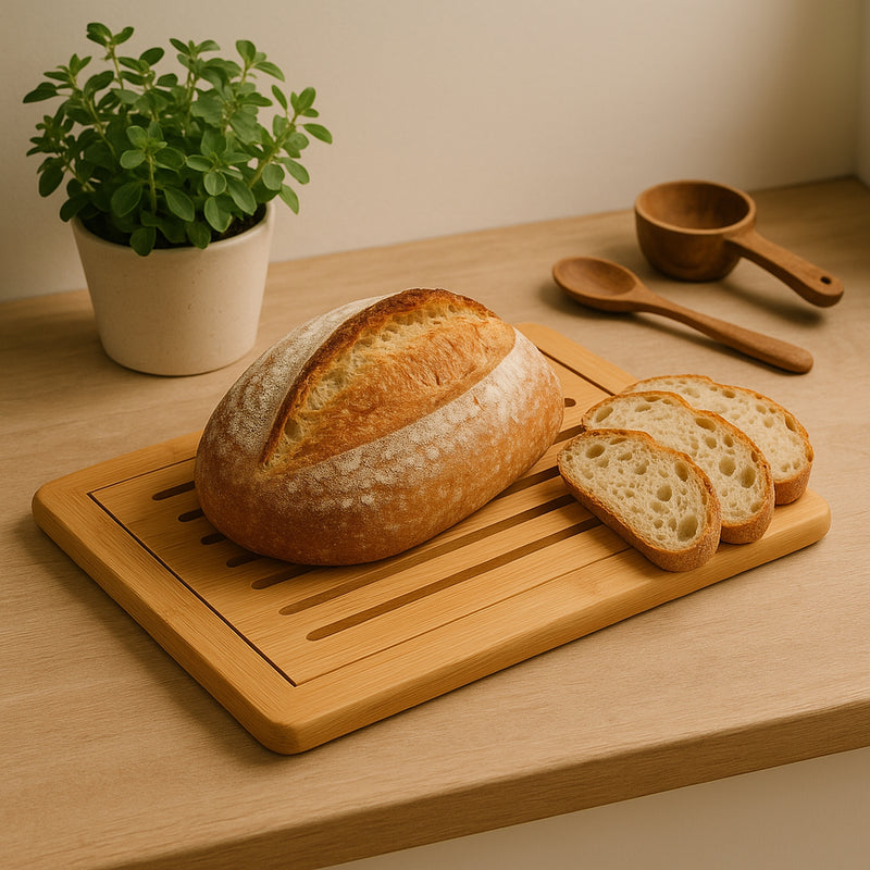 REGENT BAMBOO BREAD BOARD WITH CRUMB CATCHER, 425X280MM