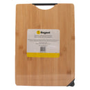 REGENT BAMBOO CUTTING BOARD WITH BLACK METAL HANDLE AND KNIFE SHARPENER, (355X258X18MM)