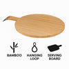 REGENT BAMBOO LARGE ROUND SERVING BOARD WITH HANDLE, 640X490MM DIA