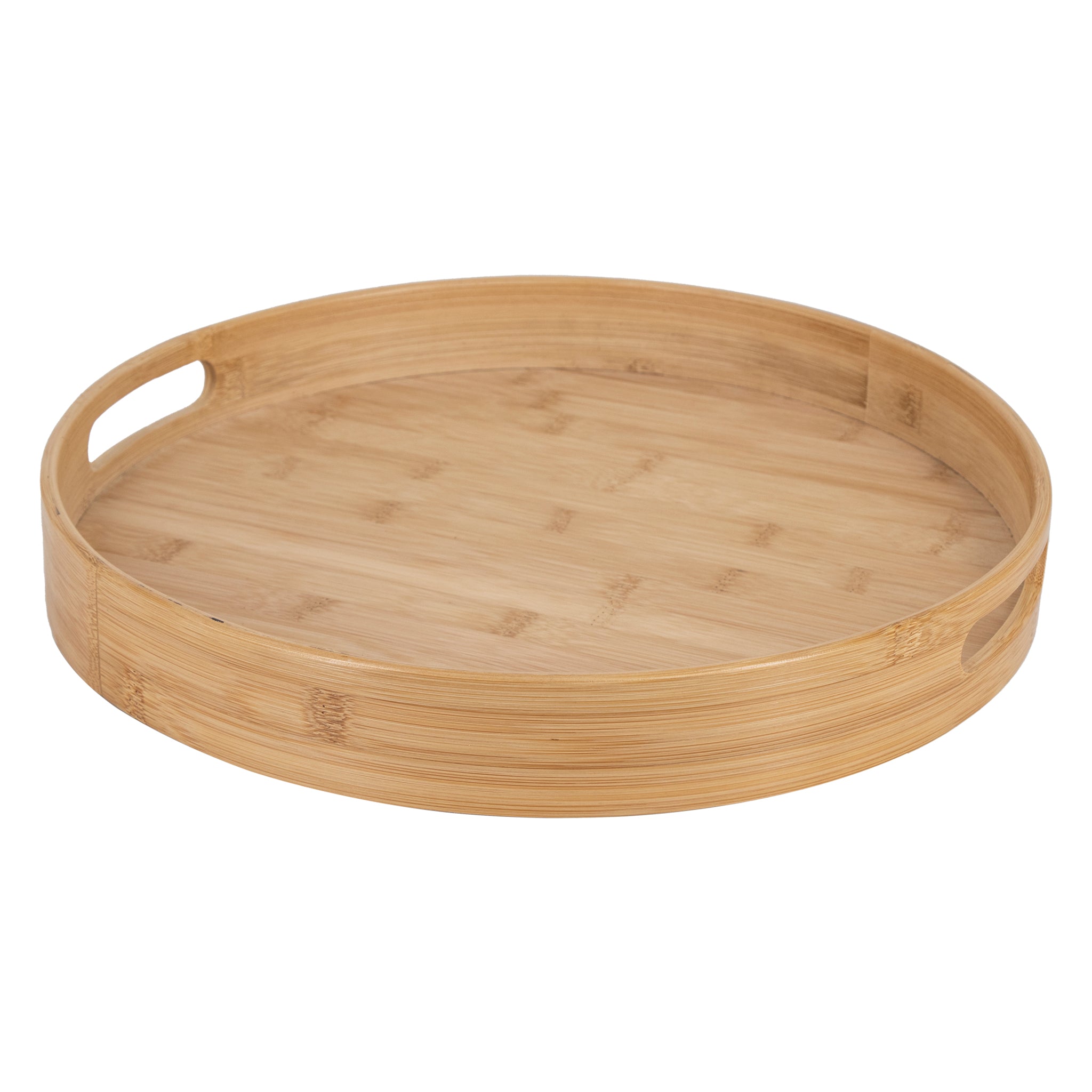 REGENT BAMBOO ROUND SERVING TRAY WITH CUT OUT HANDLE, 360MM DIA