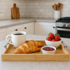 REGENT BAMBOO RECTANGULAR TRAY WITH ST STEEL HANDLES, 395X285MM
