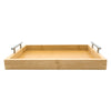 REGENT BAMBOO RECTANGULAR TRAY WITH ST STEEL HANDLES, 395X285MM
