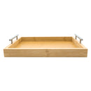 REGENT BAMBOO RECTANGULAR TRAY WITH ST STEEL HANDLES, 395X285MM